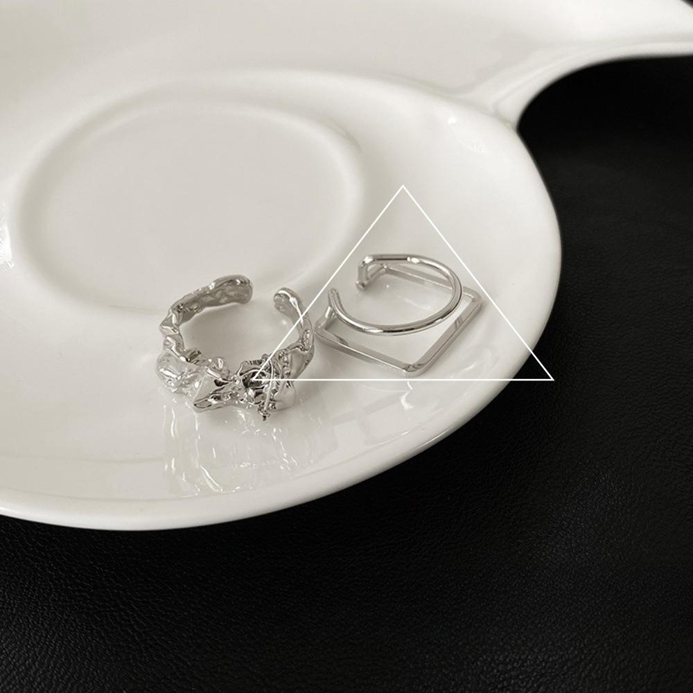Folded Texture Double Layer Ring Cold Wind Open Finger Ring Adjustable Index Finger Ring