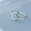 VENTFILLE Silver Color Star Moon Love Ring for Women Girl Gift with Crystal Adjustable Party Jewelry Wholesale Dropship