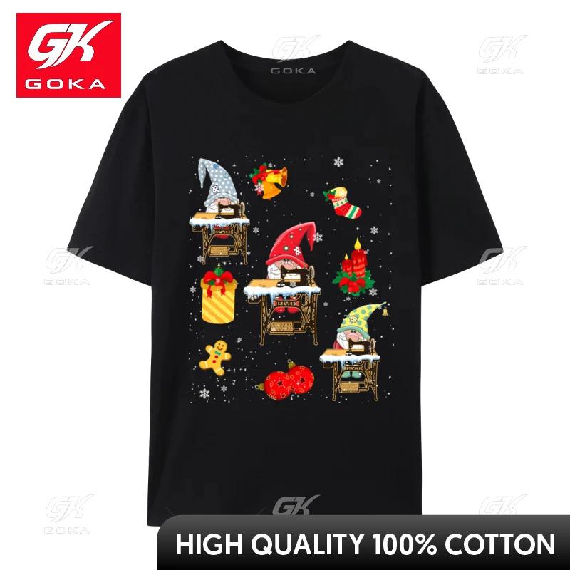 

Cute Sewing Gnomes Funny Christmas Gnomes Sewing Quilting Printed TShirts for Unisex Adult Premium Cotton Oversized Tops 4XL