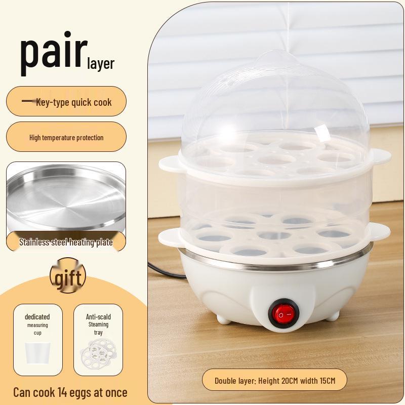Compact Automatic Egg Boiler & Steamer with Anti-Dry Protection - Perfect for Home Breakfasts