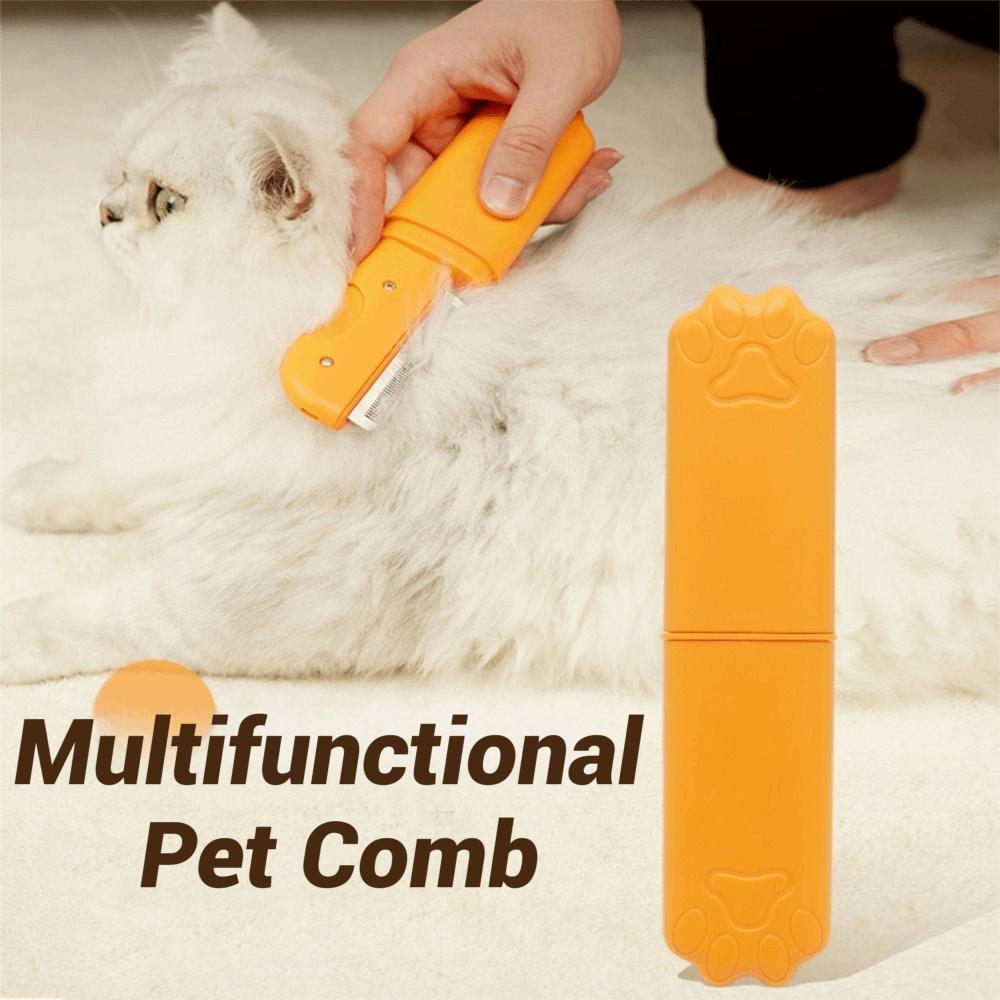 Foldable Pet Hair Removal Comb Rust-Resistant Dog Grooming Comb for Knotting and Massaging