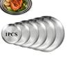 Stainless Steel Metal Round Dining Disc Bone Spitting Dish High Quality Shallow Tray Silver BBQ Disc Kitchen Plate Tableware