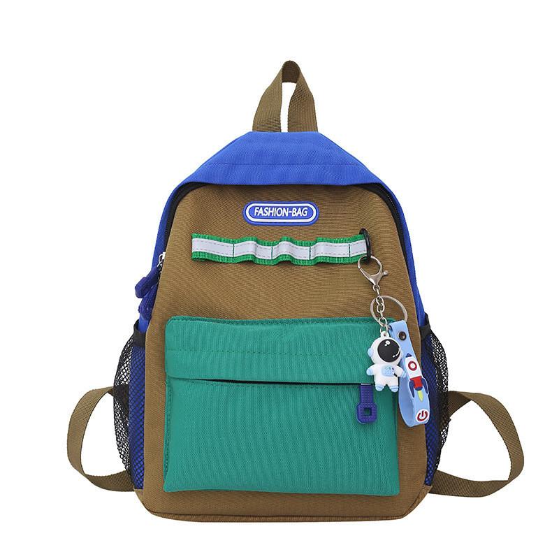 Fashionable Nylon Toddler Backpack With Car Stitching Details For School Small синий