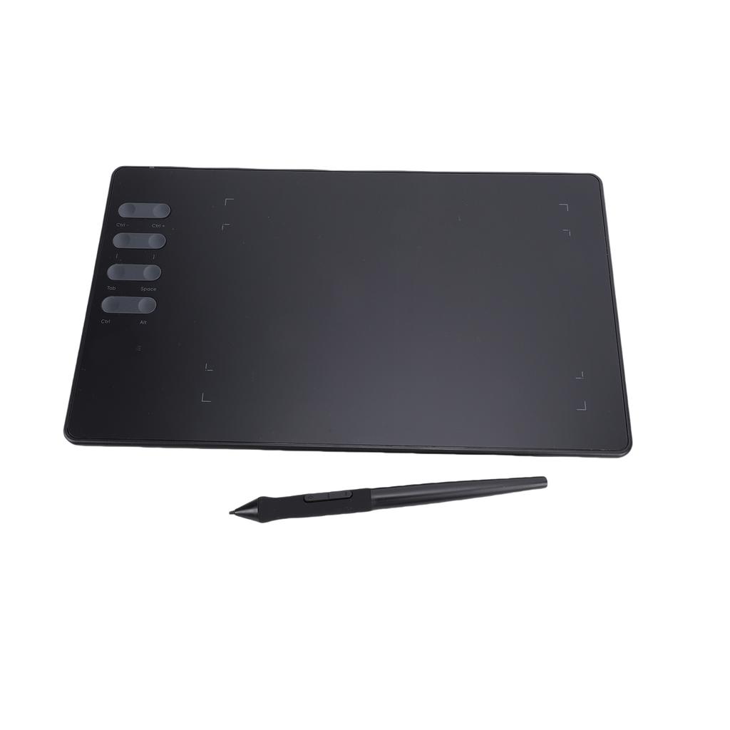 Graphics Drawing Tablet 195x122mm Active Area with 16384 Pressure Levels 8 Shortcut Keys and Stylus OTG Adapter for Win