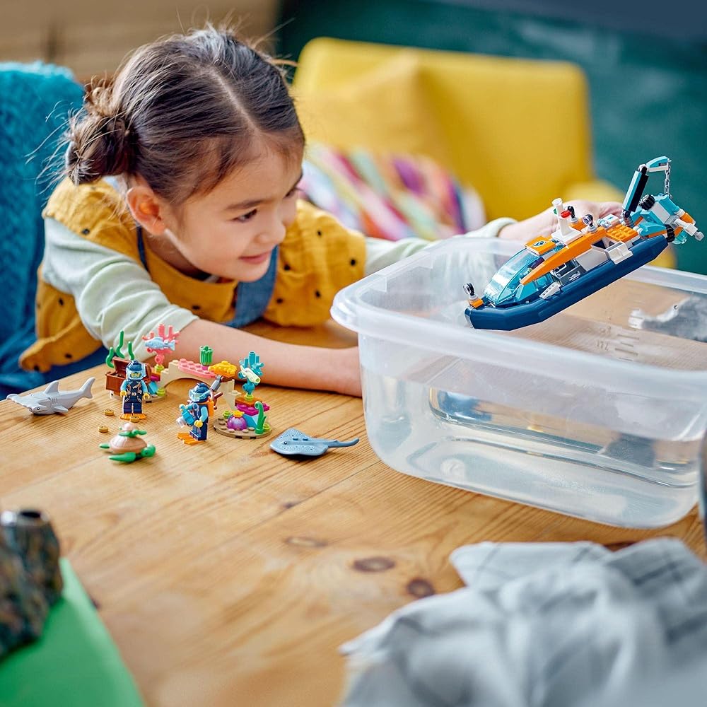LEGO City Exploration Diving Boat Toy Building Set for Kids Ages 5-8 with Blocks and Vehicles