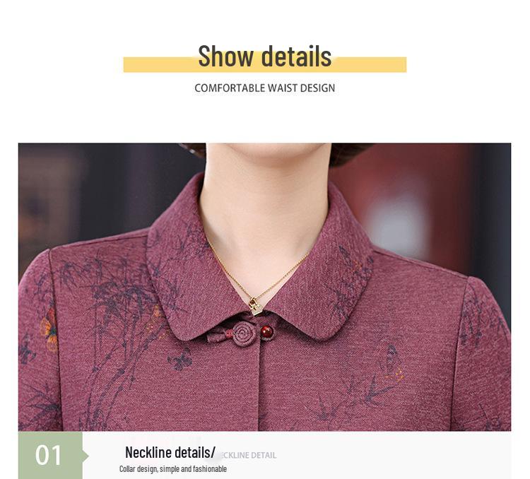 2026 Spring & Autumn Three-Quarter Sleeve Jacket for Middle-Aged and Elderly Women - Wide-Legged Lady's Top
