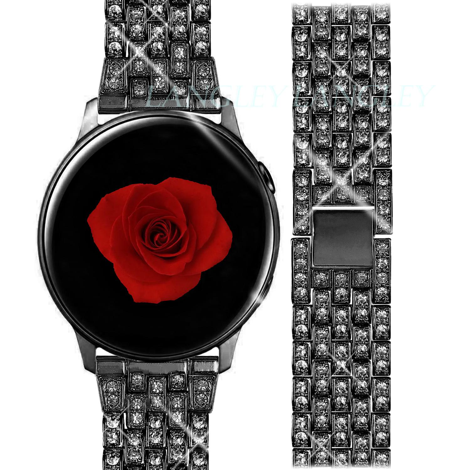 

Ремешок 20 мм/22 мм для Samsung Galaxy Watch 4/Classic/46 мм/42 мм/active 2 Gear s3 Металлический браслет с бриллиантами Xiaomi Huawei GT/2/GT2/3 Pro ремешок 22mm чёрный