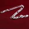 Noble New Arrive Silver Flat Sideways Chain Bracelet Necklace Set For Women Man Fashion Party Wedding Jewelry Gifts Accessories