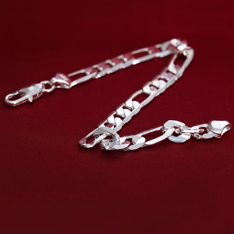 Noble New Arrive Silver Flat Sideways Chain Bracelet Necklace Set For Women Man Fashion Party Wedding Jewelry Gifts Accessories