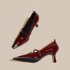 Women Heels Shoes Autumn 2025 Elegant Square-toed Women Sandals Pu Leather Fashion Dress Party Shallow Buckle Zapatos De Mujer