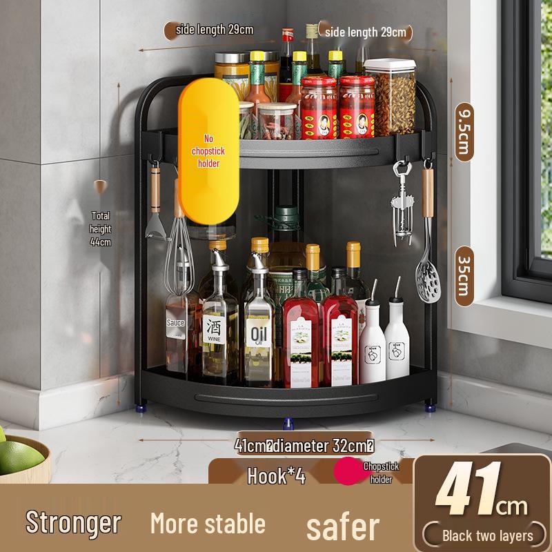 Corner Kitchen Rack: Multi-functional Triangle Knife Holder & Seasoning Jar Storage Organizer.
