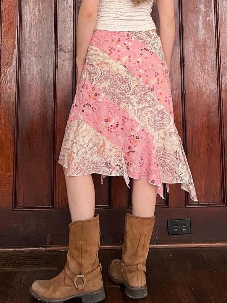 Spicy Floral Ruffle Mesh Skirt - Irregular Hem for Summer Vacation