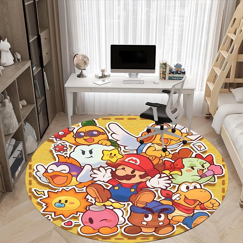 1pc Mario Characters Office Round Area Rug, Under Office Chairs Bedroom Living Room Home Decor  A1016267