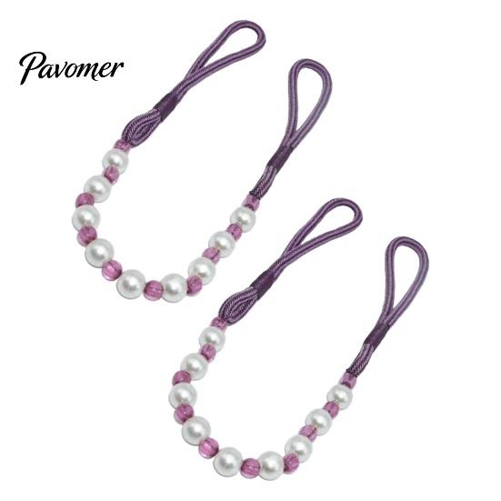 Non-damaging Curtain Holders 2Pcs Tiebacks with Pearls, Handmade Decorative Holdbacks Rope, Outdoor Farmhouse Elegant Tie Backs for Curtains,