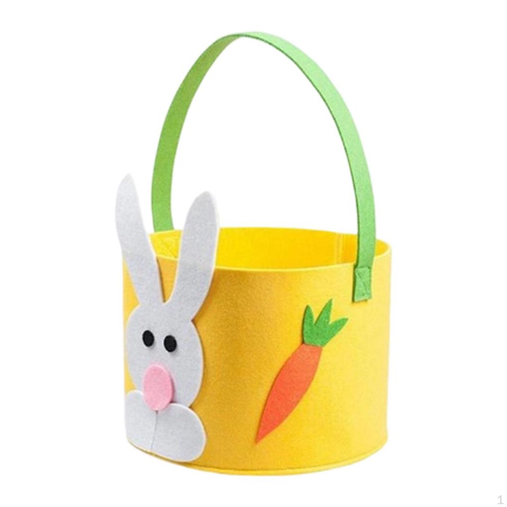 Easter Basket Bunny Ears Felt Handle Decorative for Eggs, Candy, Gifts Reusable Suitable