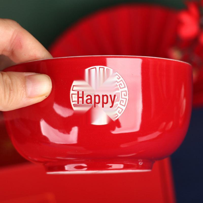 Red Wedding Bowls & Chopsticks Set - Bride's Dowry