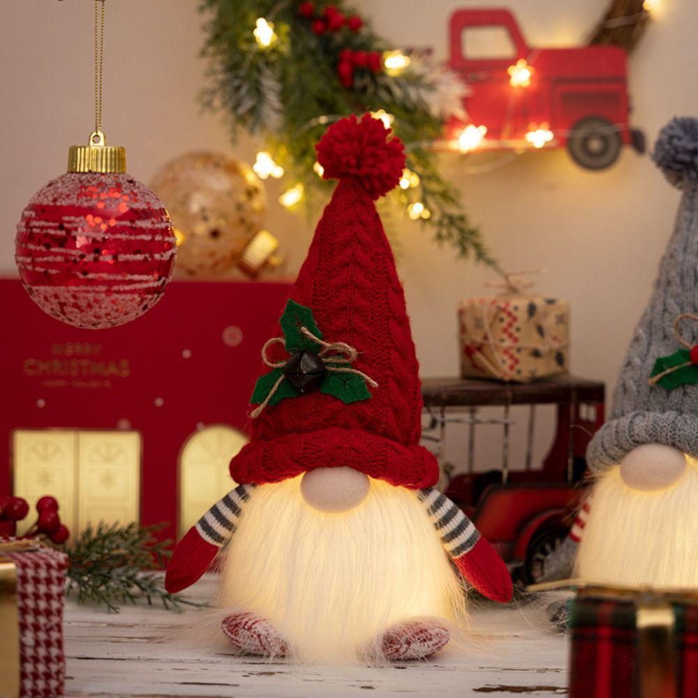 Gnome Doll Christmas Dwarf Knitted Hat Handmade Faceless Doll Cute Dwarf Doll  Festival