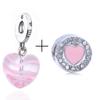 2pcs /Lot Pink Mom Heart Key Lock Charm Beads Pendant Fit Original Diy Brand Bracelet Necklaces For Women Men Wife Jewelry Making