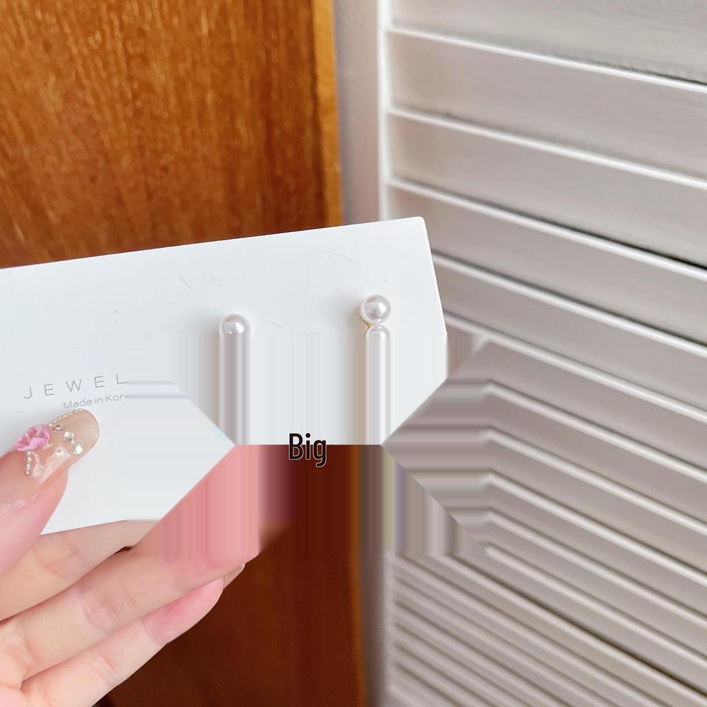 Red Bow Pearl Flocked Earrings: S925 Silver Needle, Women's Autumn/Winter Fluffy Studs