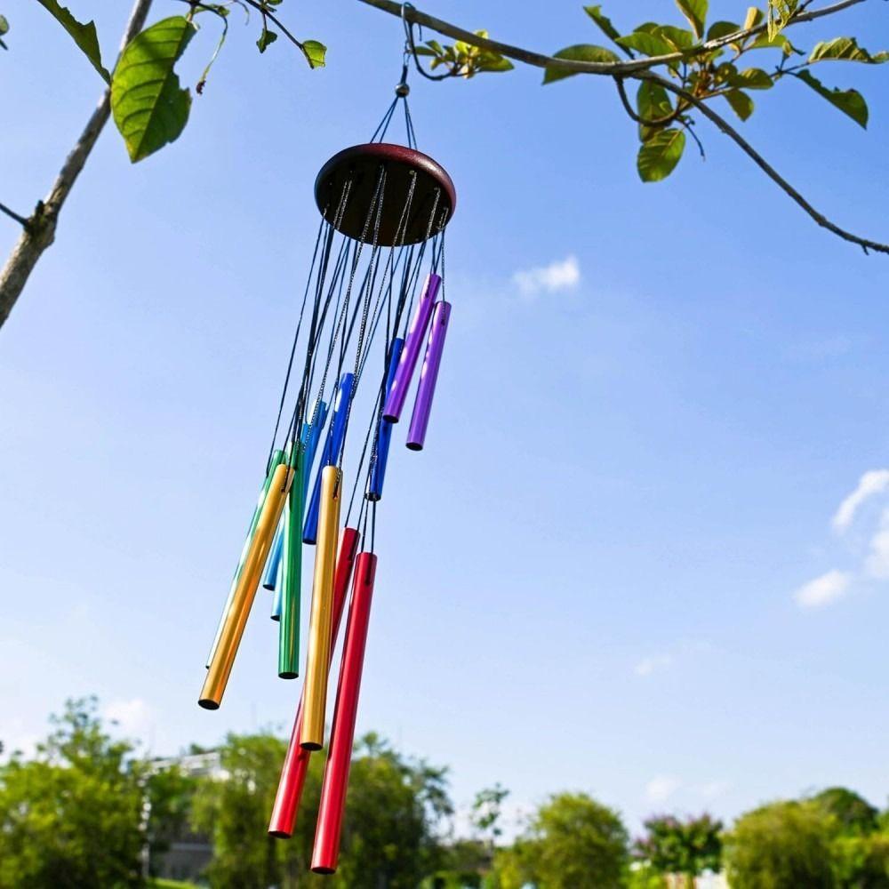 Colorful Outdoor Wind Chimes Hollow Metal Tubes 12 Tubes Aluminum Tube Wind Chime With Hook Hanging Wind Chimes