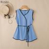 ZANZEA Elegant Women Casual V-Neck Sleeveless Tank Tops