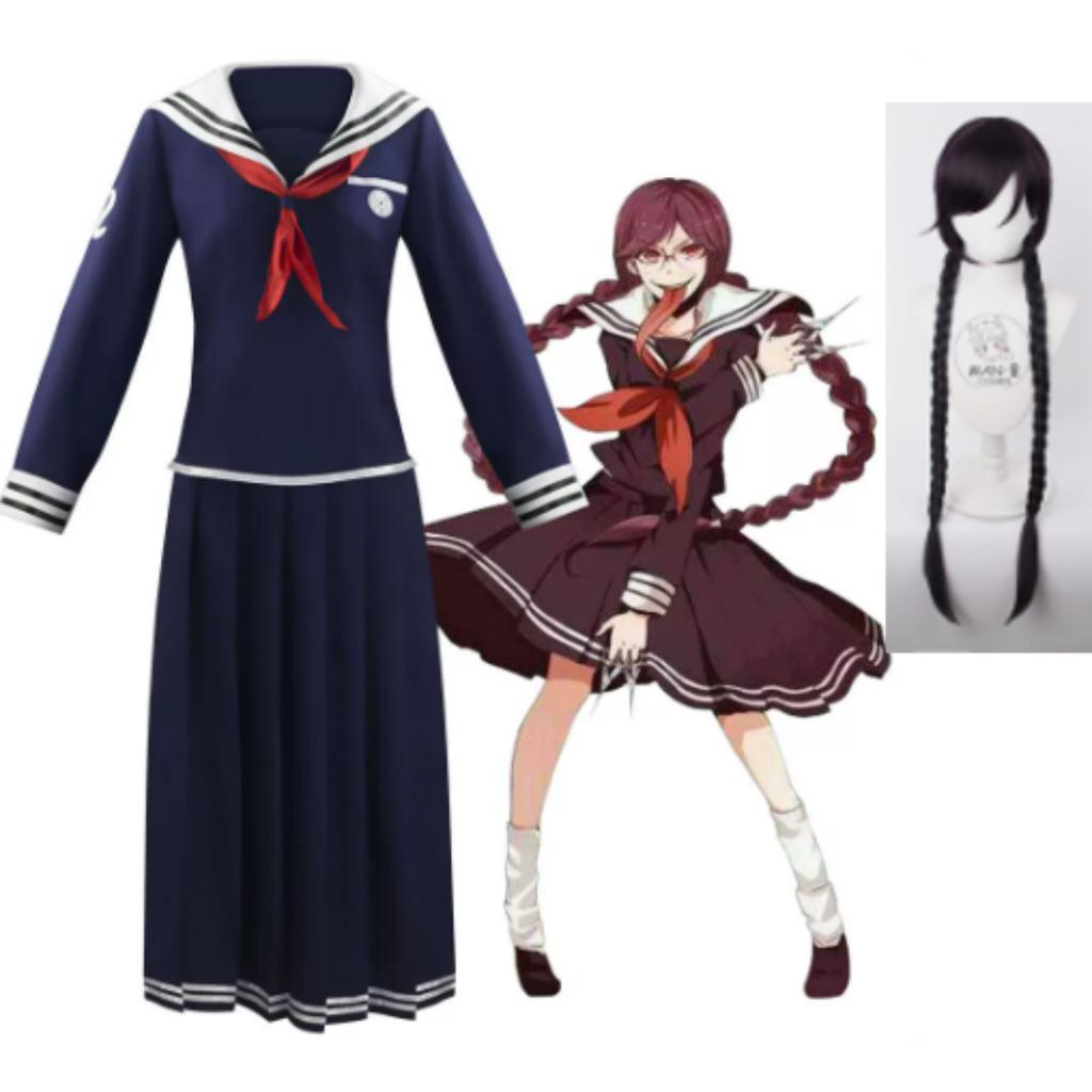Anime-Spiel Danganronpa, Cosplay-Kostüm, Enoshima Junko Uniform, Kaffee-Arbeitskleidung, Kurzer Rock, Monokuma Kopfschmuck