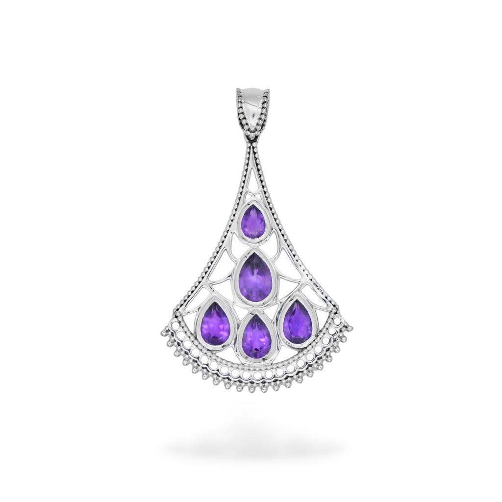 Amethyst pendant for women, zivori 925 silver jewelry, purple gemstone pendant, gift for mom