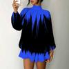 Women's 3D Gradient Brushstroke Print Mock Neck Long Sleeve Dress, Raglan Sleeve Fake Two Piece Mini Dress