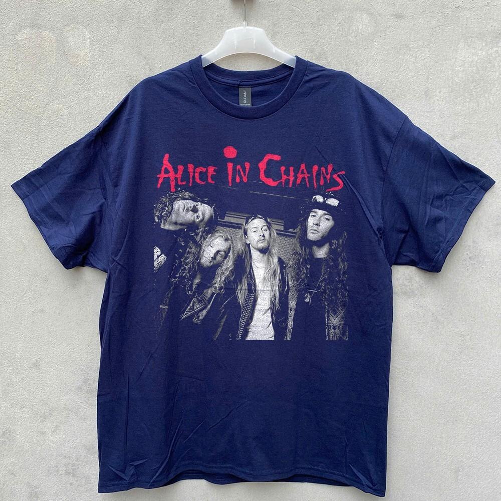 RARE! Alice In Chains band Concert Unisex Navy T-shirt Size S-5XL S