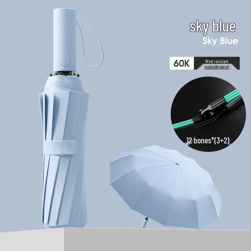 Popular 60-Rib Extra-Large Fully Automatic Black Dual-Use Umbrella for Students & Adults - Custom Logo Option Available