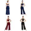 Abbigliamento da Gara di Danza Lirica per Ragazze Top a Spalline con Strass e Pantaloni a Gamba Larga in Rete con Orlo a Gonna e Slip Integrati per Danza Contemporanea