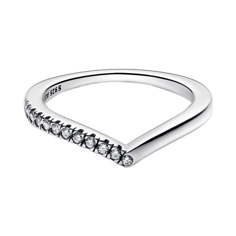 Pandora TIMELESS Fashionable One-sided Wishing Bone 925 Silver Ring for Women 192394C01
