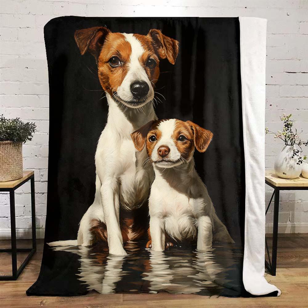 Jack Russell Terrier Fleece Blanket Two Dogs Print Throw Soft Warm All Season Bedding Home Decor Gift For Dog Lovers