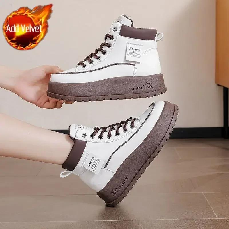 With Laces Lace-up Elegant Medium Heels Ladies Shoes Chunky Platform Anti Slip Y2k on Offer Comfortable 39 Pu Women's Snow Boots