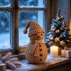 Creative Winter Presents Christmas Snowman Ornament for Tabletop Decor, Retro Resin Figurine Cute Shelf Decor with Knitted Texture Fireplace And Home