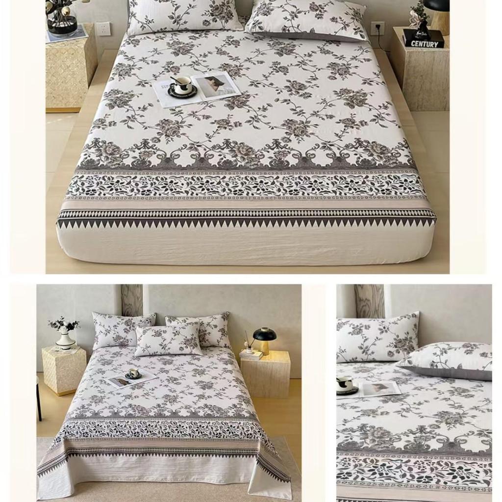 Retro-Stil Rutschfeste Weiche Leinen-Baumwolle Spannbettlaken, Doppellagige Crinkle-Gaze, Schrumpffrei, Atmungsaktiv, Verdickte Tagesdecke R