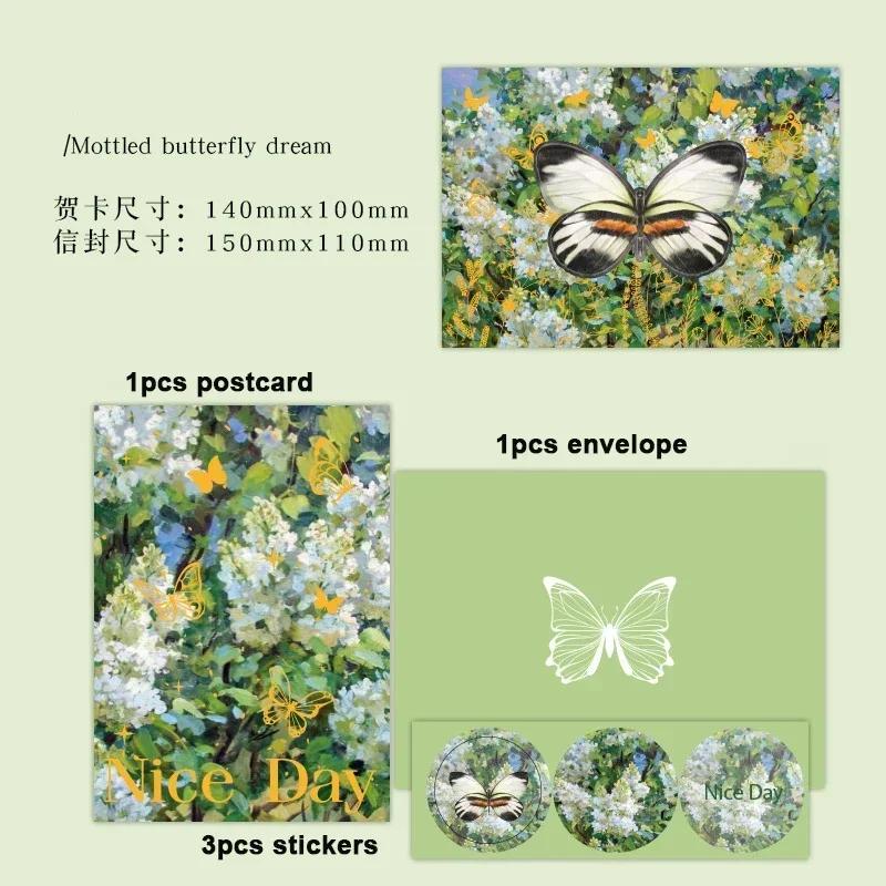 

Butterfly Pop-up Greeting Card with Envelope & Stickers Flowers Postcard Floral Birthday Cards Valentines Gifts Girl Gift