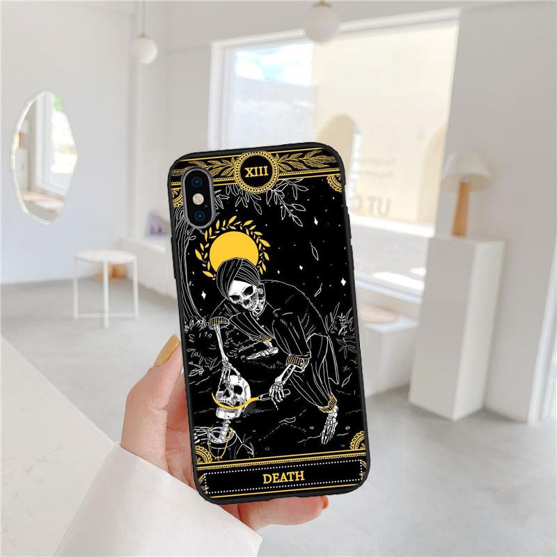 LO93 Witch Divination Tarot Moon Soft Shell Phone Case for iPhone 16 15 14 13 12 Pro Max Plus Mini