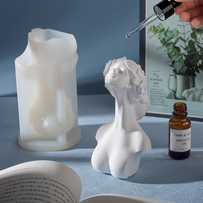 15cm Big Beautiful Goddess Lady Gypsum silicone mold Angel Girl Women Bust Statue Candle Silicone Mold Female Figures Resin mold