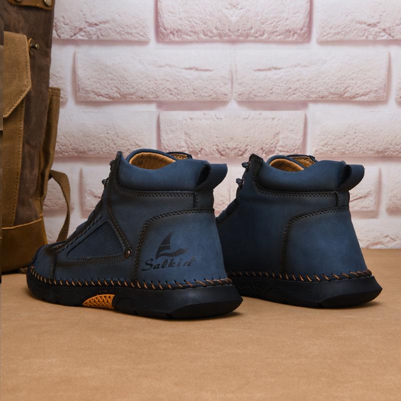 Men's Plus Size Martin Boots - Stylish High-Top Work Shoes for Autumn/Winter, Height-Boosting and Versatile for Outdoor Wear