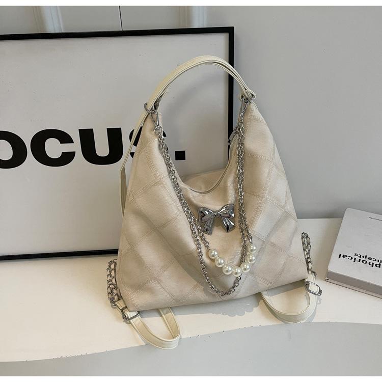 New Denim Pattern Tote Bag, Women'S Commuting Large-Capacity High-End Backpack, Student Class Shoulder Bag