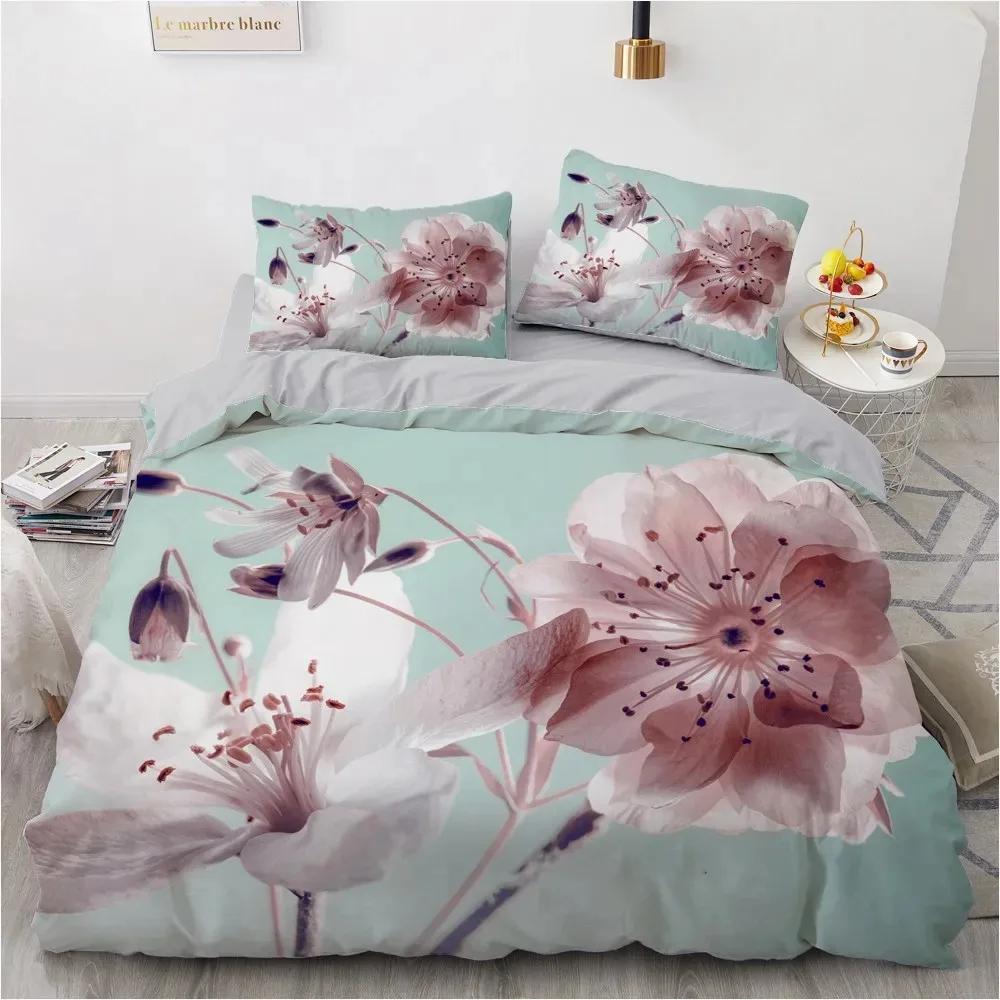 3D Flower Bedding Sets Black Duvet Quilt Cover Set Luxury Comforter Bed Linen Pillowcase Design Printed Valentine'S Day Bed Set