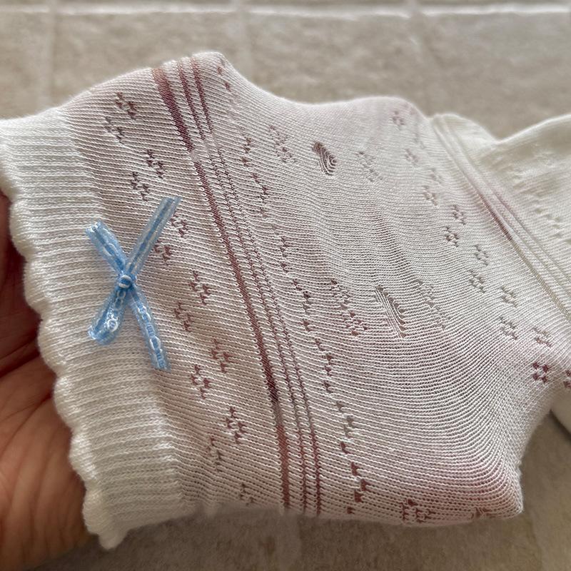 Women's Summer Bow Mesh Breathable Lace Boneless Mid Tube Pile Socks