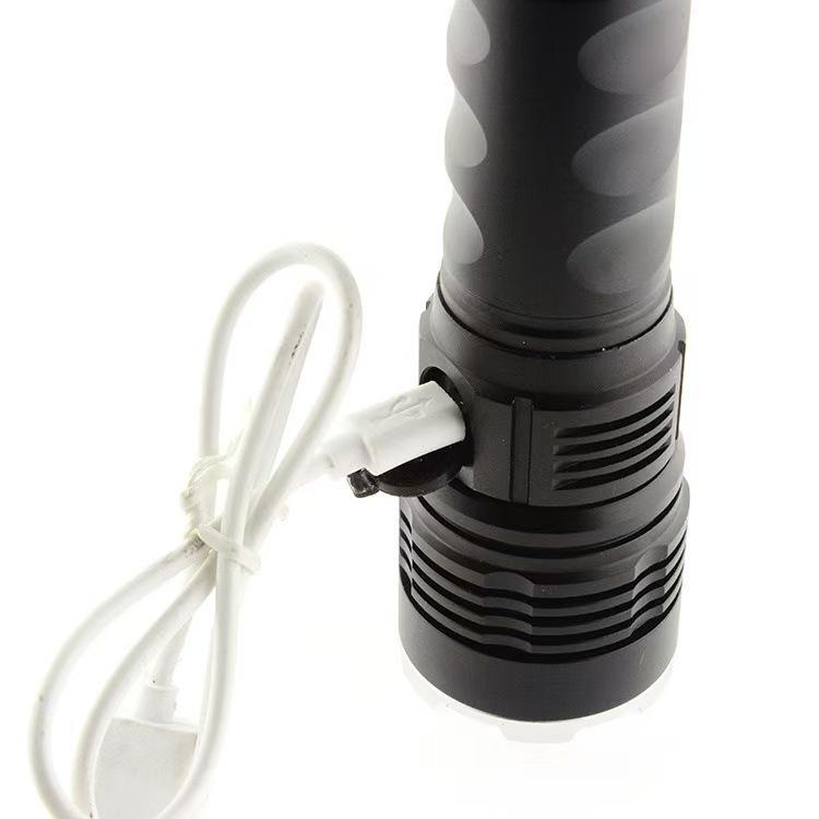 Portable USB Rechargeable LED Flashlight with Zoom, Long Battery Life, and Strong Outdoor Range