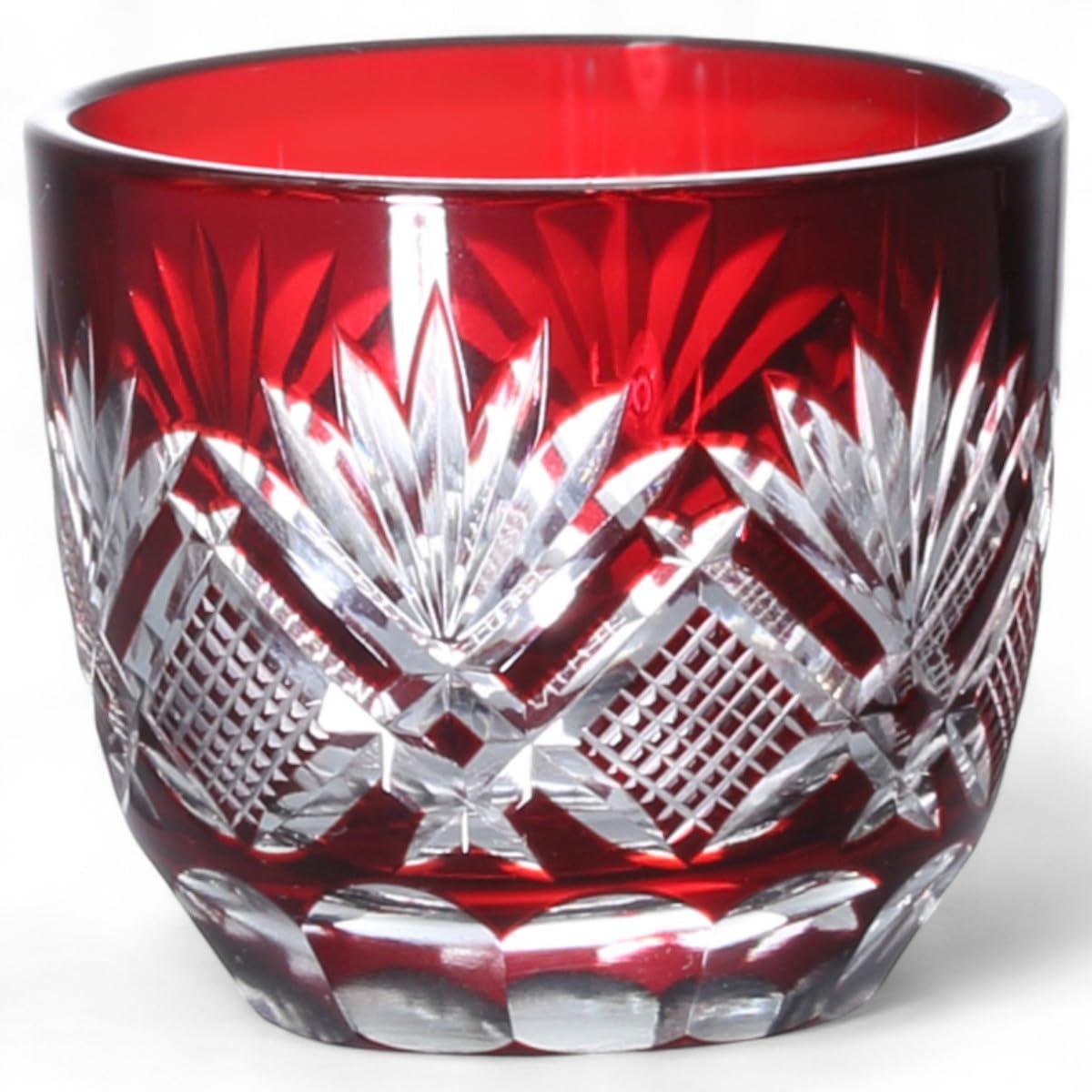 

Mizukage Kiriko Glass Sake Diameter 60 x Height Hana to Ya Current Model J-kitchens Cup, Cup, 50mm, 70cc, Red,