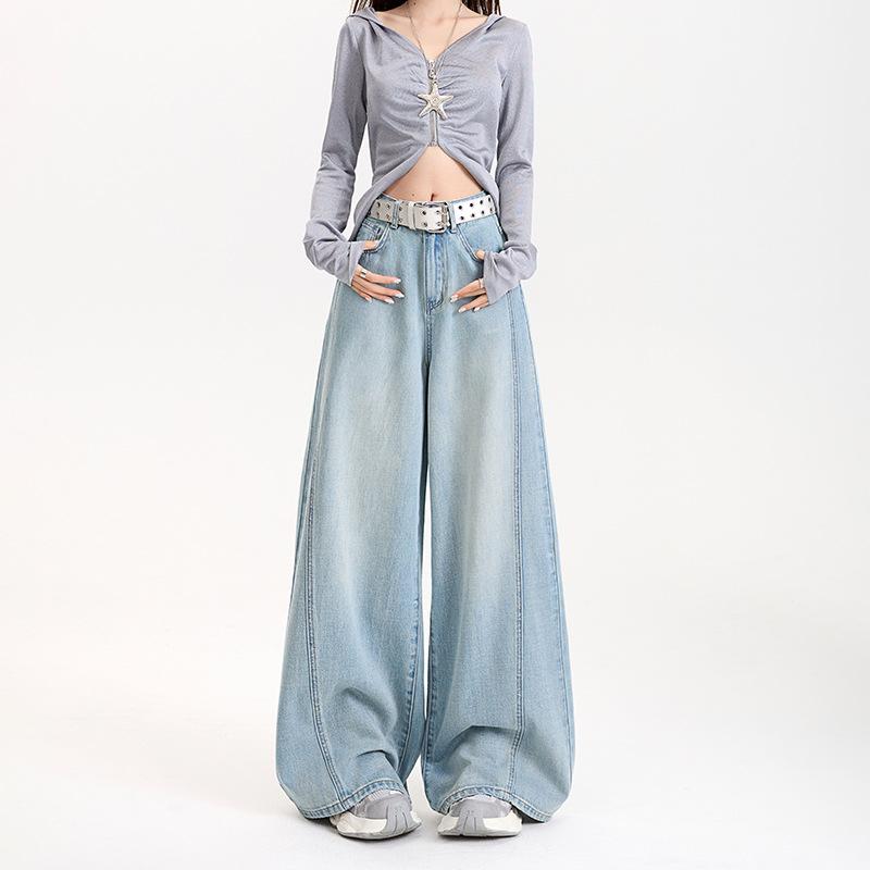 Cotton Loose Wide-leg Pants for Women's Spring and Thin Wide-leg Jeans for Women's Spring and Summer Breathable and Cool Spring and Summer Models