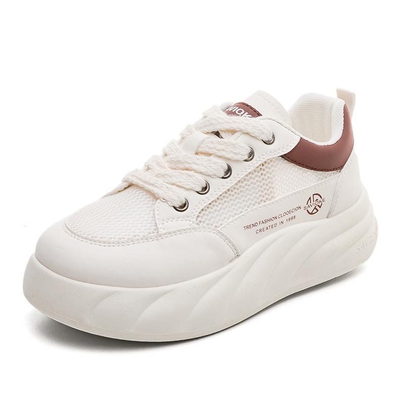 Summer mesh breathable and versatile new little white shoes women's shoes thick-soled heightening board shoes summer mesh shoes
