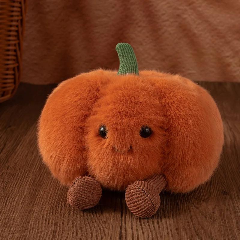 Cartoon Pumpkin Plushies Soft Stuffed Pumpkin Doll with Smile Face Halloween Decorations Plant Stuffed Doll Holiday Throw Pillow