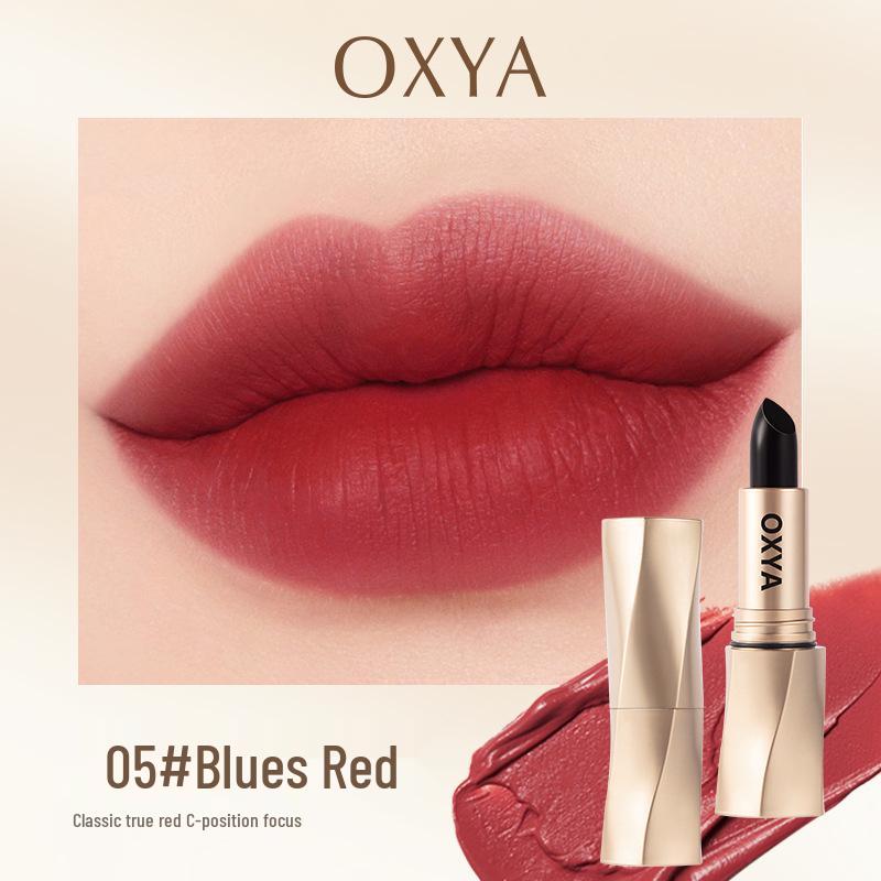 OXYA Black Luxury Velvet Matte Waterproof Lipstick - Non-stick and Long-lasting.