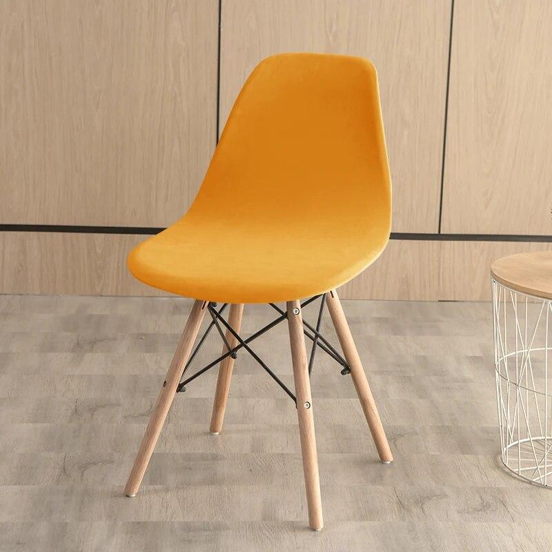 Einfarbig Skallstoltrekk Stretch Velour Kort Rygg Stoltrekk Armløse Spisestolsetetrekk for Hjem Bar Hotell Selskap Bankett